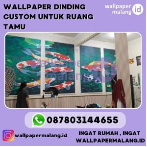 Wallpaper dinding custom untuk ruang tamu