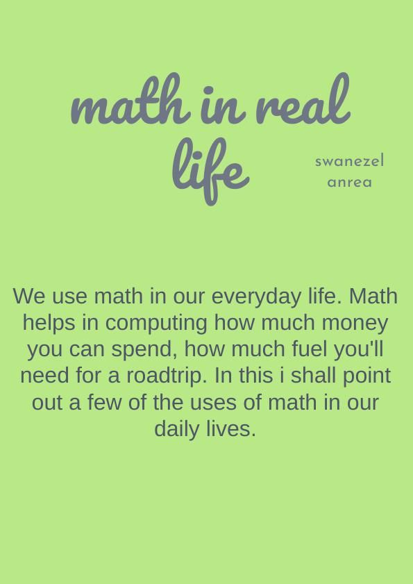 maths in real life by swanezelmathproject - Flipsnack