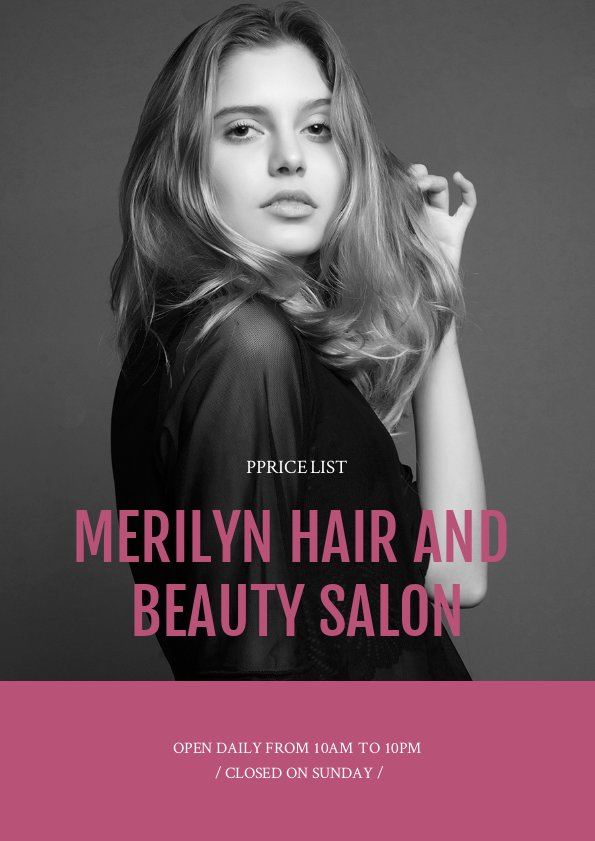 Beauty Salon Price List Template By Aneta Flipsnack