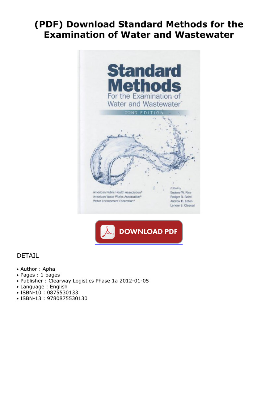 (PDF) Download Standard Methods for the Examination of Water by