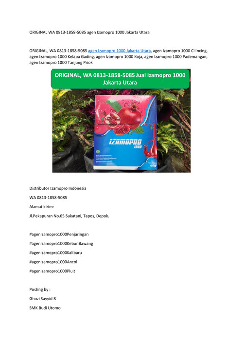 ORIGINAL WA 0813-1858-5085 agen Izamopro 1000 Jakarta Utara