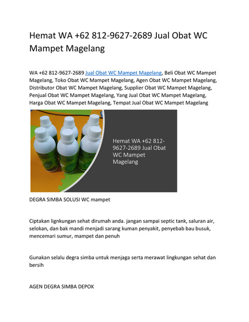 Hemat WA 6281296272689 Jual Obat WC Mampet Magelang