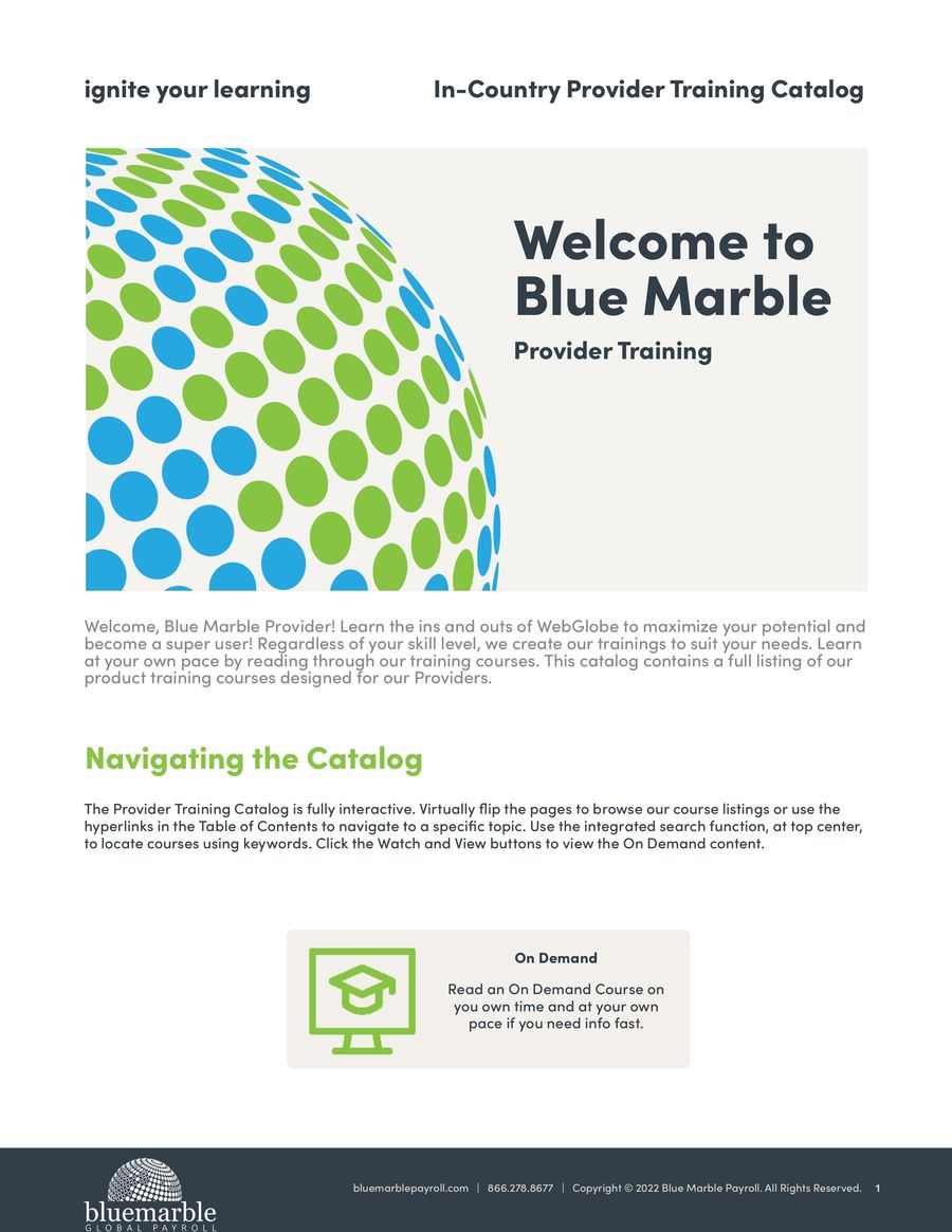 Blue Marble InCountry Provider Training Catalog by Paylocity Flipsnack
