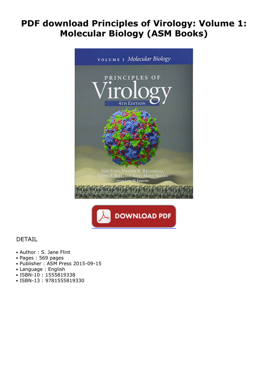 PDF Download Principles Of Virology: Volume 1: Molecular Bio By Benrud ...