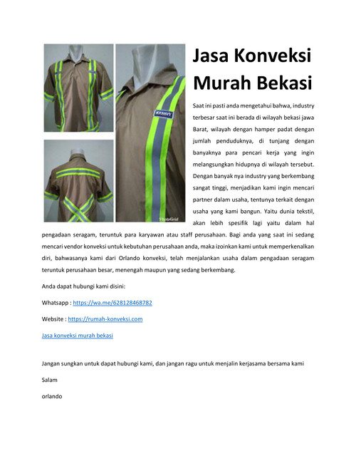 Jasa Konveksi Murah Bekasi.