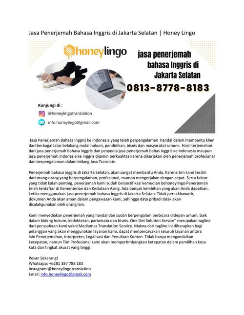 Jasa Penerjemah Bahasa Inggris di Jakarta Selatan