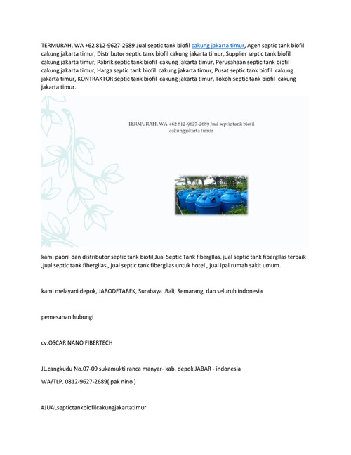 0812-9627-2689 Jual septic tank biofil cakung jakarta timur