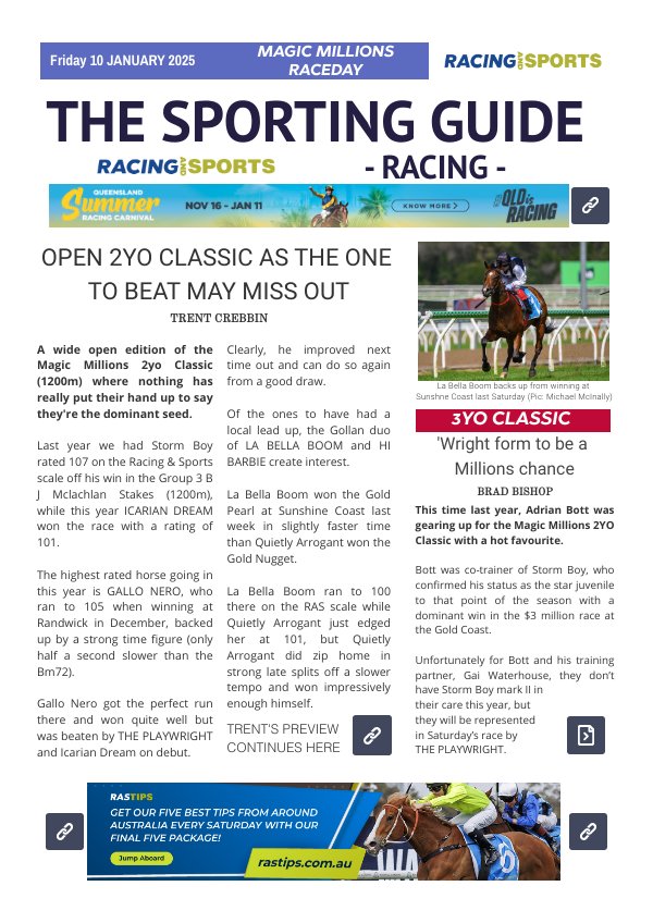 The Sporting Guide - Racing & Sports - 10 January 2025 by Racing and Sports