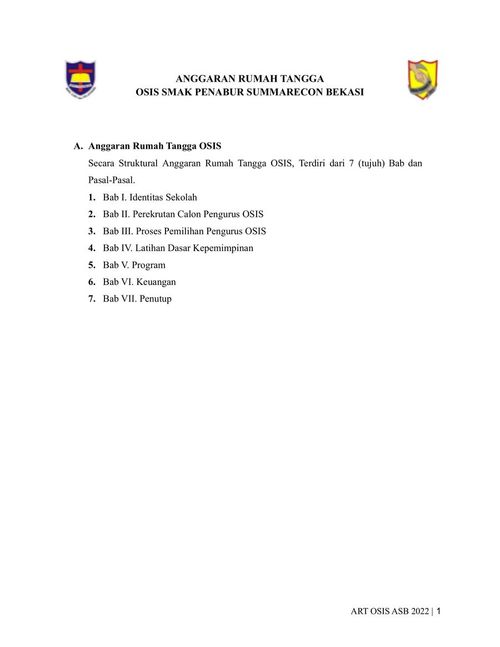 Anggaran Rumah Tangga 2022