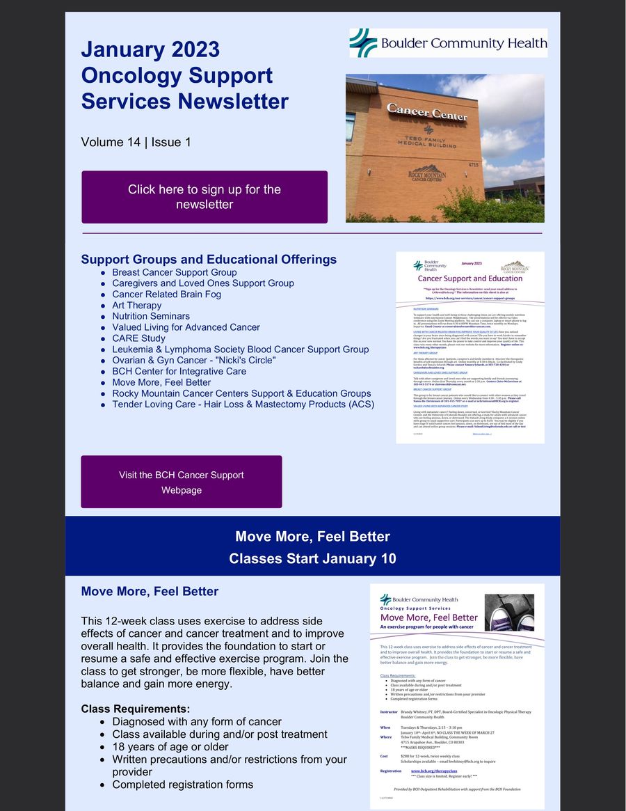 BCH Oncology Support Services Jan 2023 newsletter by Boulder... - Flipsnack