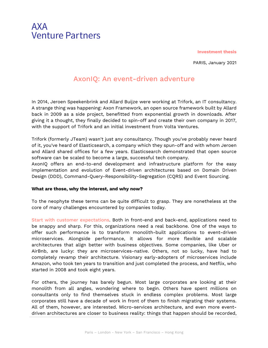 One page investment thesis picture