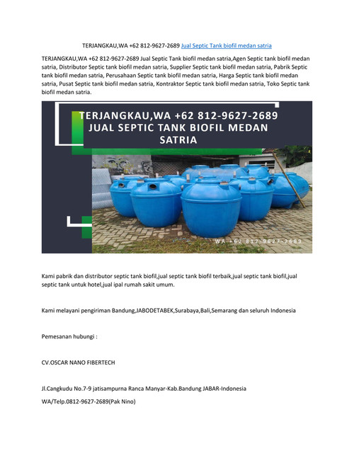 WA +62 812-9627-2689 Jual Septic Tank biofil medan satria