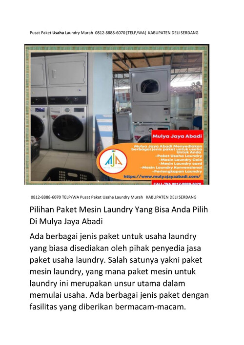 Pusat Paket Usaha Laundry Murah  0812-8888-6070 [TELP/WA]  KABUP