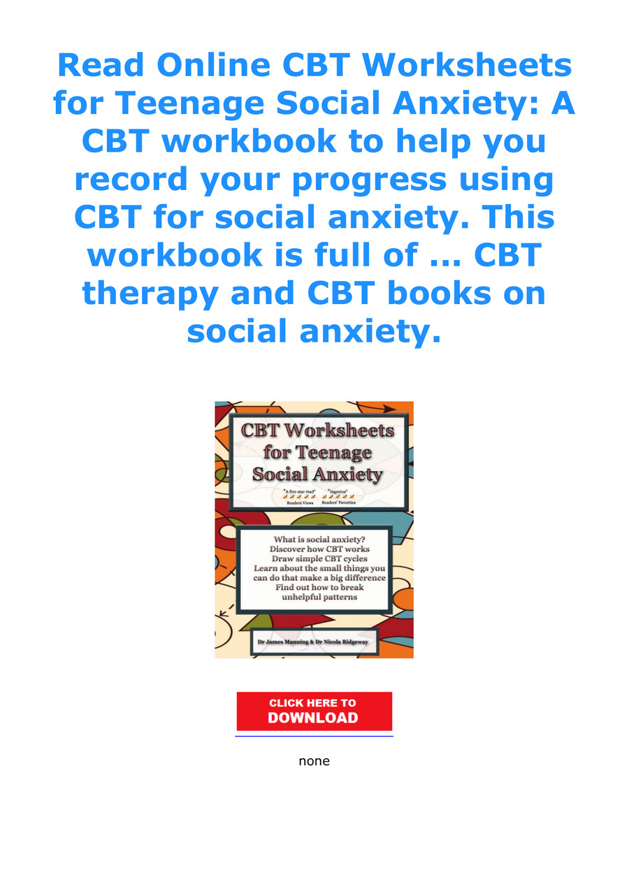 Read Online CBT Worksheets for Teenage Social Anxiety A