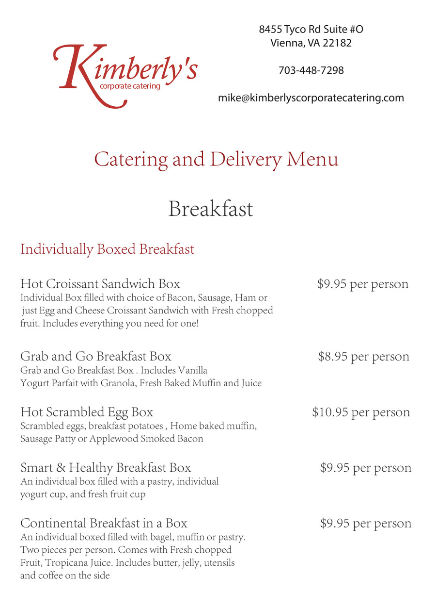 Kimberly's Full Menu by Bridget Dougherty Flipsnack