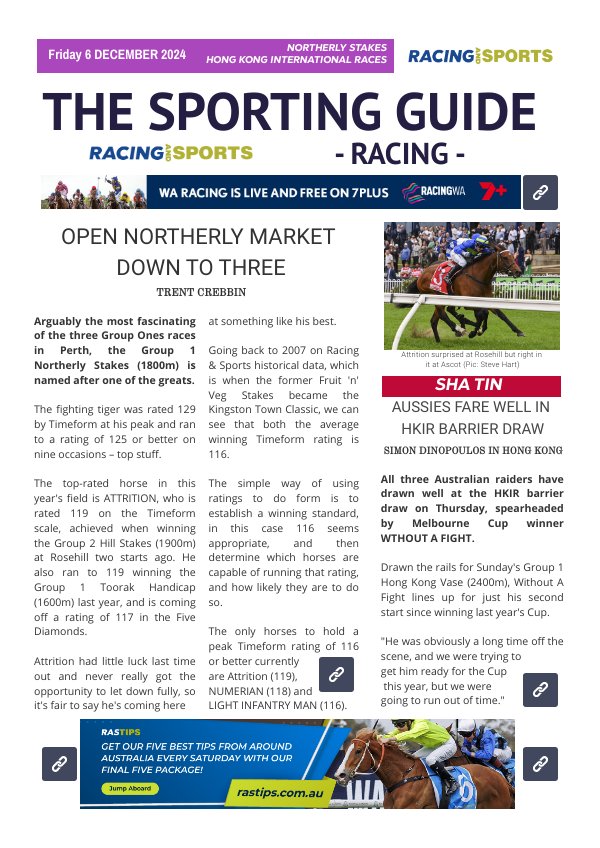 The Sporting Guide - Racing & Sports - 6 DECEMBER 2024 by Racing and Sports