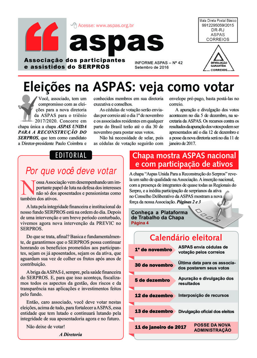 Informe ASPAS nº 42 - Setembro de 2016 by dimpcomunicacao - Flipsnack