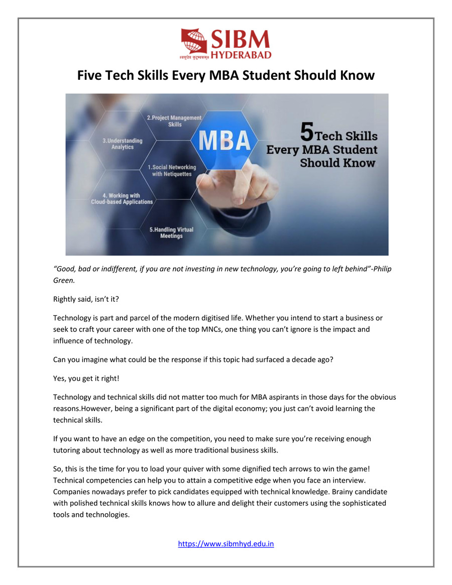 Five Tech Skills Every MBA Student Should Know by SIBM Hydrabad - Flipsnack