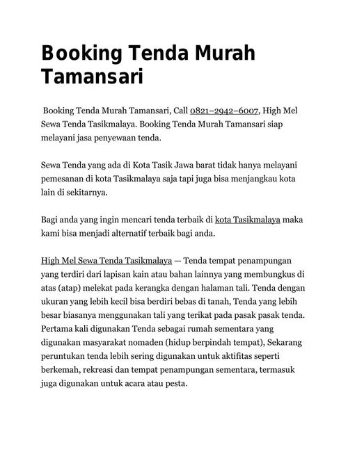 Booking Tenda Murah Tamansari