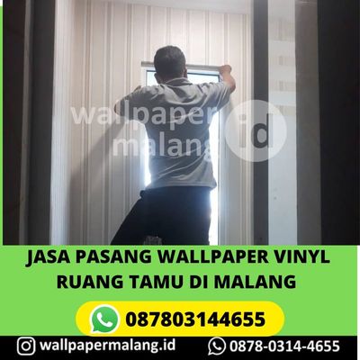 JASA PASANG WALLPAPER VINYL RUANG TAMU DI MALANG 