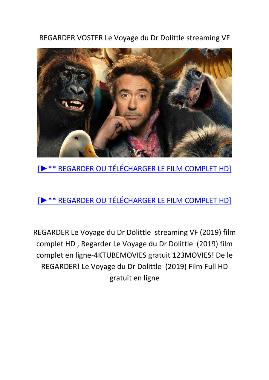 Le Voyage Du Dr Dolittle Streaming Vostfr REGARDER VOSTFR Le Voyage du Dr Dolittle streaming VF-conver by