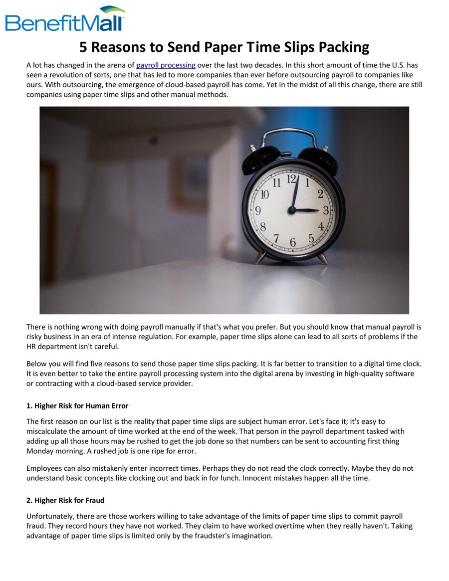 5 Reasons to Send Paper Time Slips Packing by Payroll Processing ...