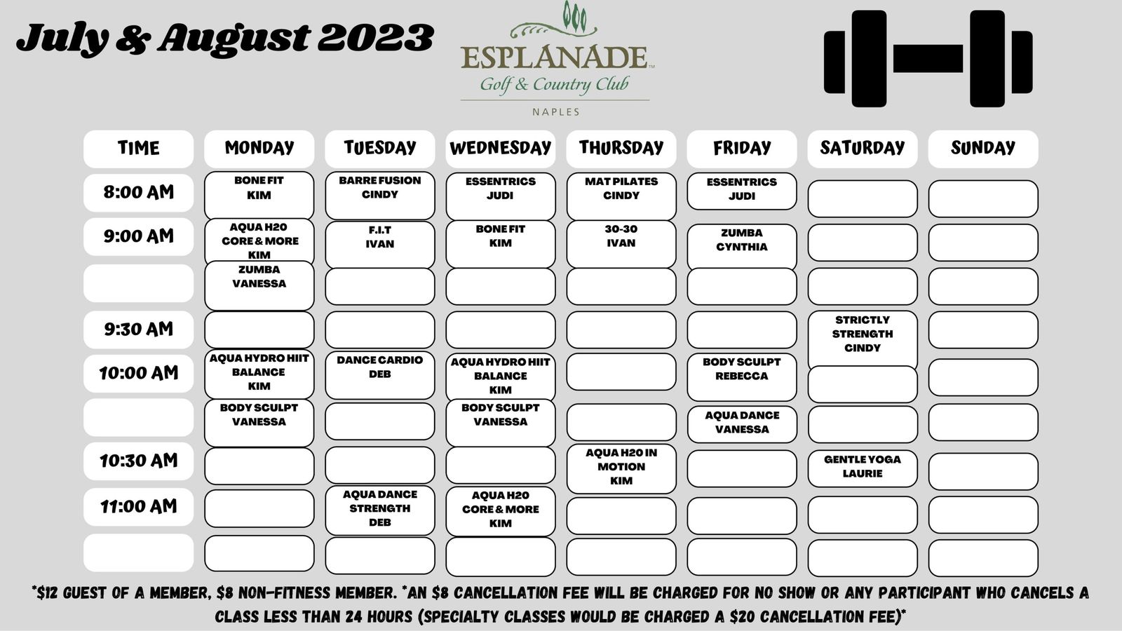 JULY AND AUGUST 2023 FITNESS SCHEDULE WORD DOC by Melissa Ariza Flipsnack
