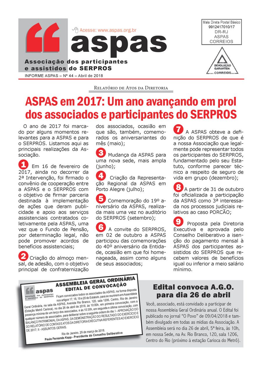 Informe ASPAS nº 44 by dimpcomunicacao - Flipsnack