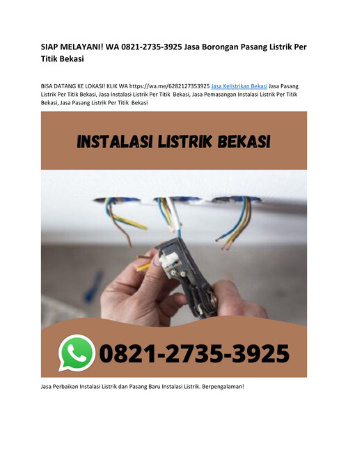 SIAP MELAYANI! WA 0821-2735-3925 Jasa Borongan Pasang Listri