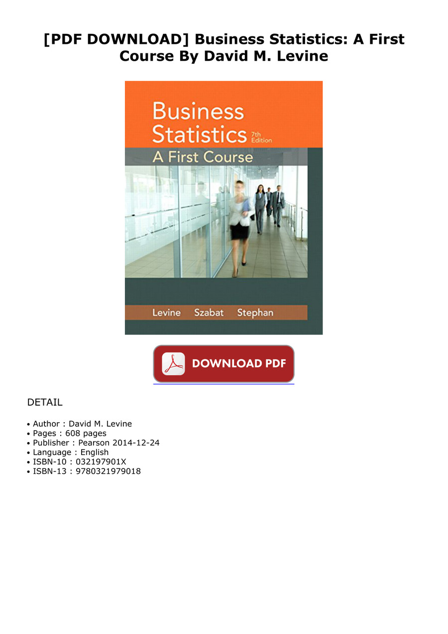 [PDF DOWNLOAD] Business Statistics A First Course By David by