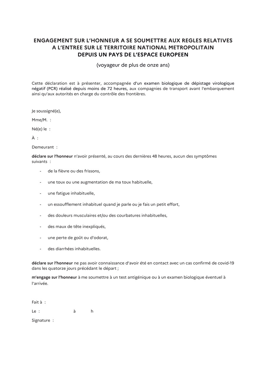 Engagement Sur L'honneur à Suivre La Fimo