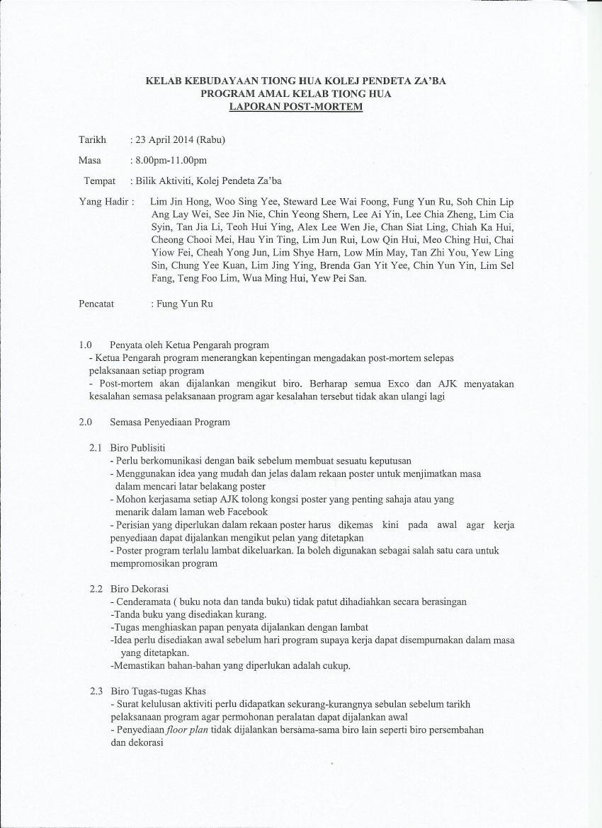 Contoh Laporan Mortem Program How To Write A Event Re 9980