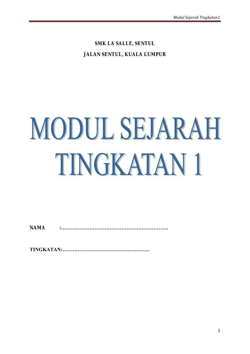 Modul Sejarah T1 Bab 1 Sampai 11 Latihan Tingkatan 1 1 By Faizah Flipsnack