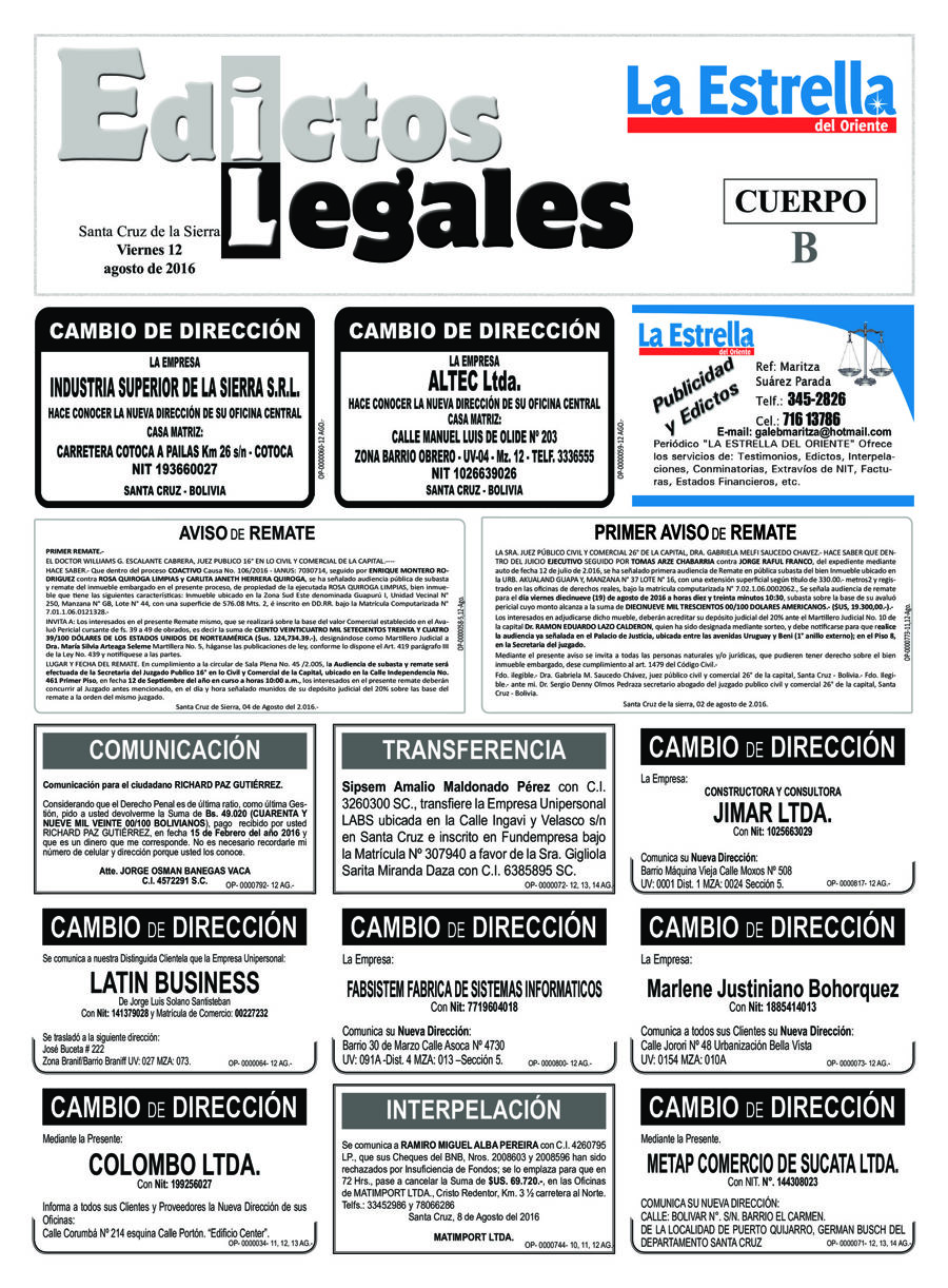 Judiciales 12 Viernes Agosto 2016 By La Estrella Flipsnack flipsnack