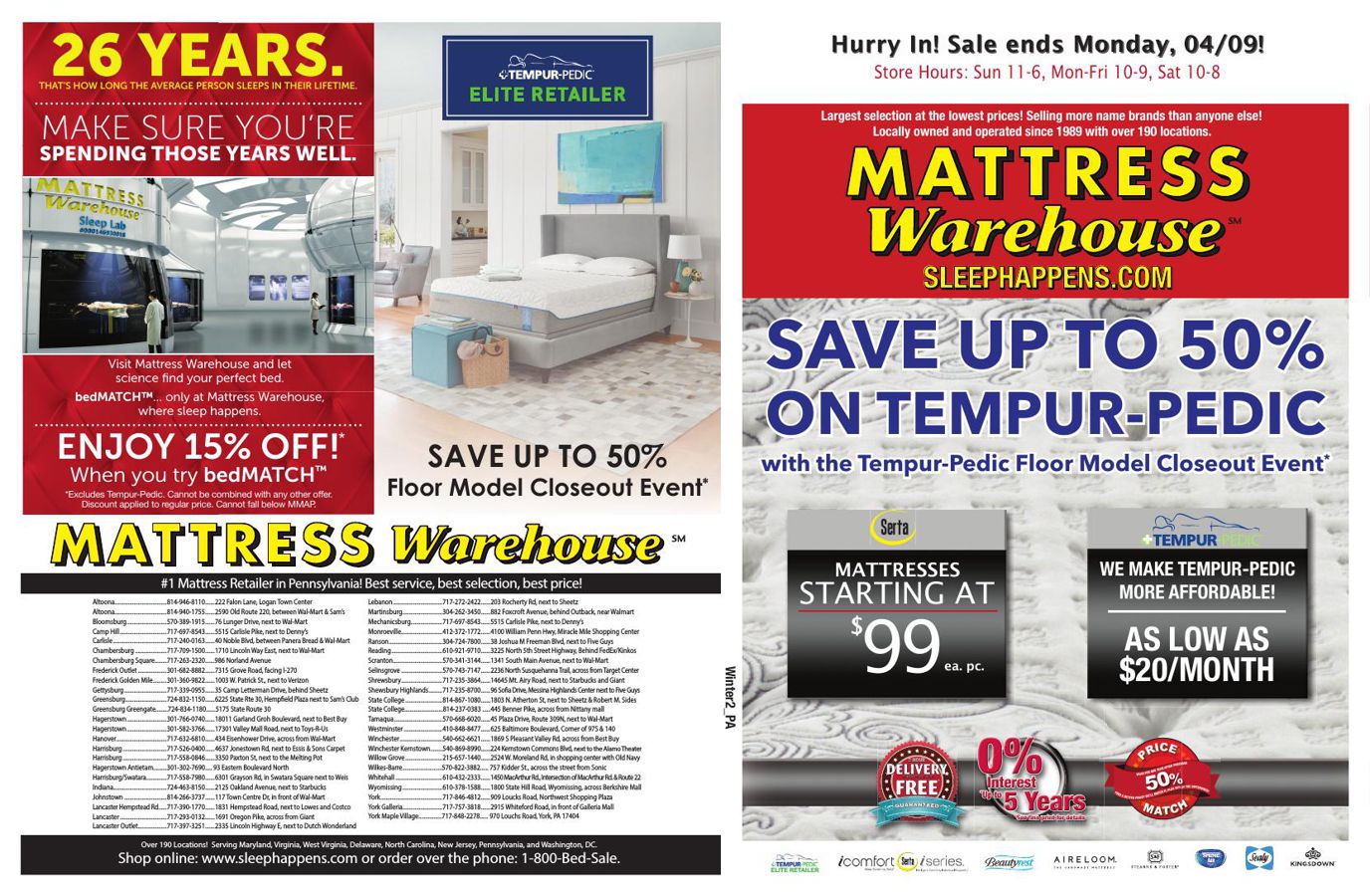 Mattress Warehouse Floor Model Closeout Sale by Mattress ...