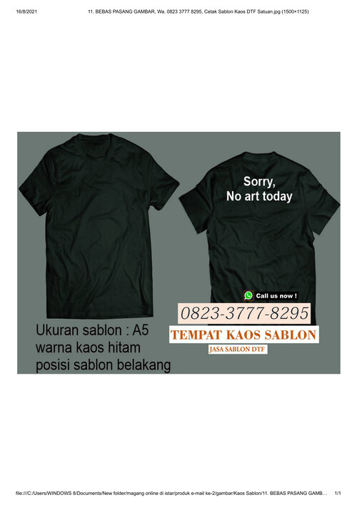 BEBAS PASANG GAMBAR, Wa. 0823 3777 8295, Cetak Sablon Ka