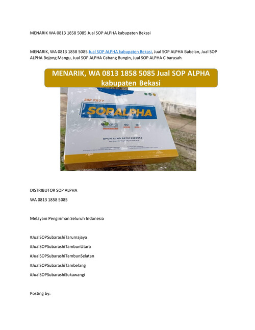 MENARIK WA 0813 1858 5085 Jual SOP ALPHA kabupaten Bekasi