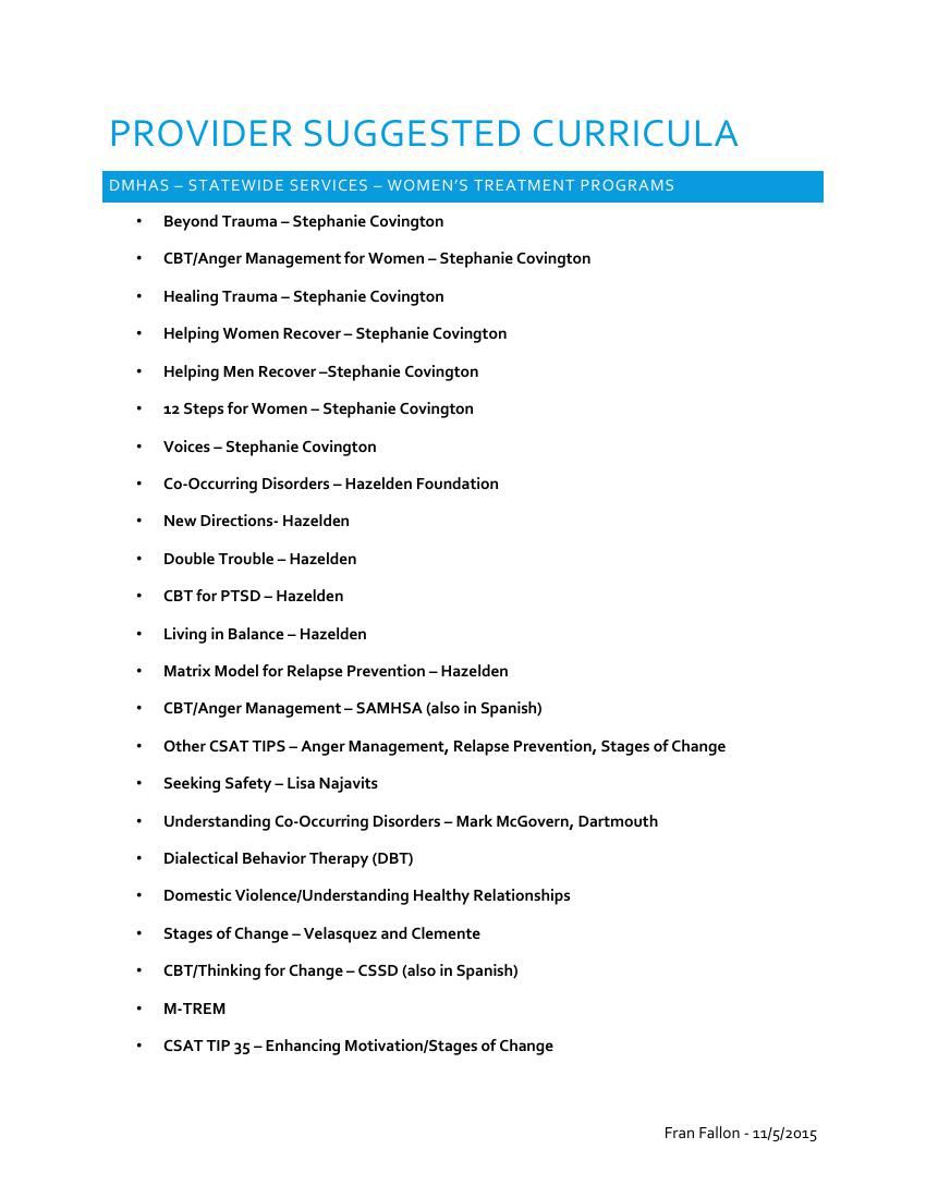 DMHAS Provider Suggested Curricula by The CT Womens... - Flipsnack