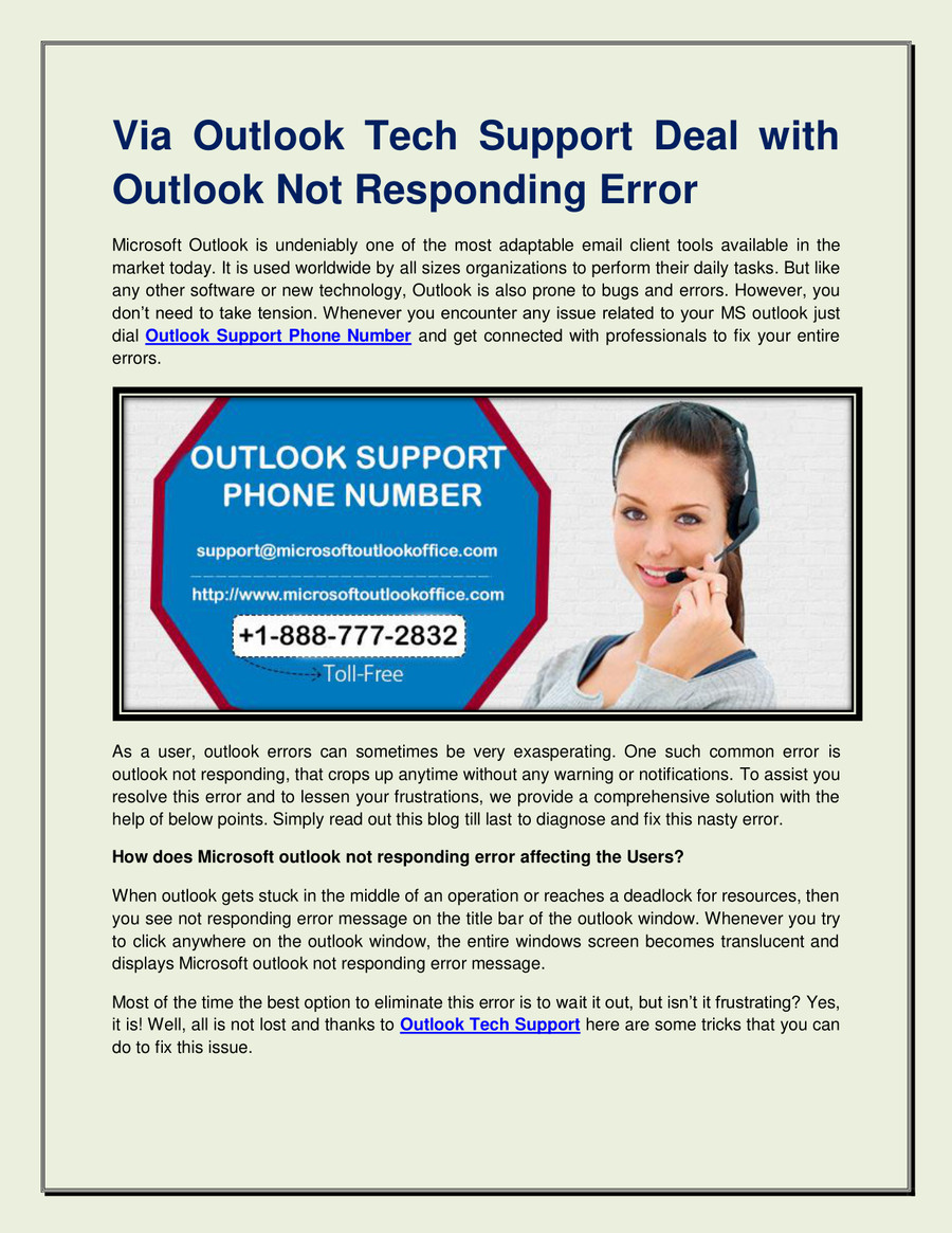 Via Outlook Tech Support Deal with Outlook Not Responding by avawilliam ...