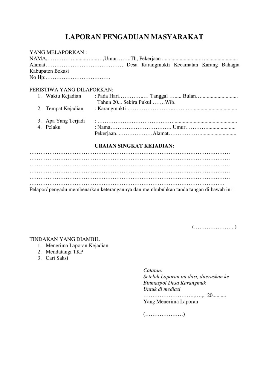 Laporan Pengaduan Masyarakat By Desa Karangmukti Flipsnack