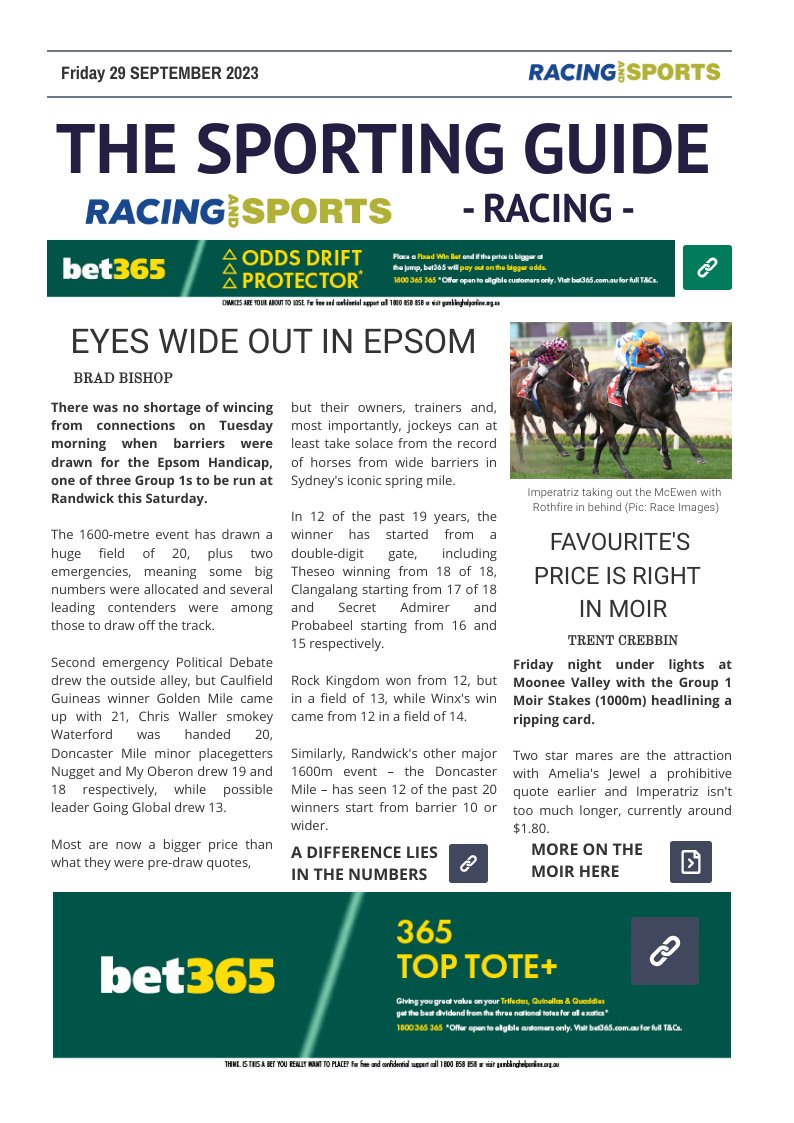 The Sporting Guide - Racing & Sports - 29 September 2023 by Racing and ...