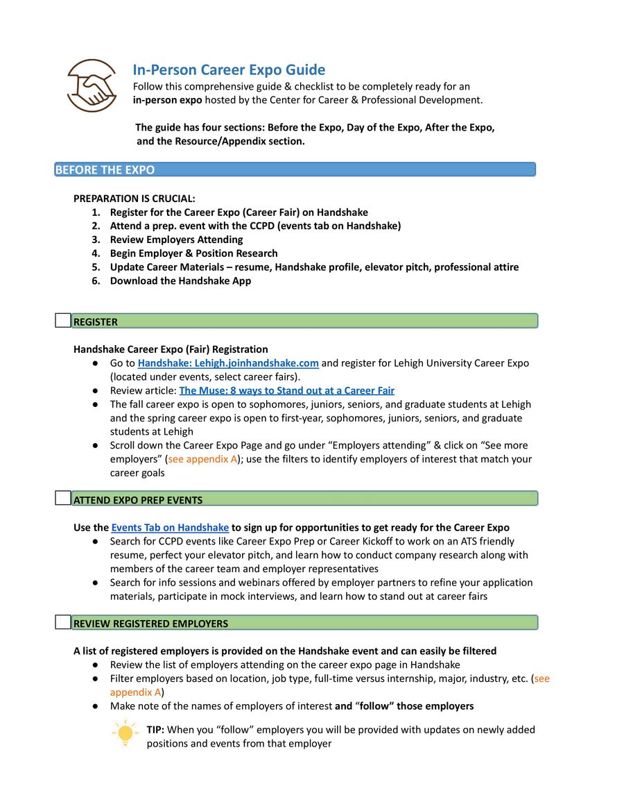 In Person Career Expo Guide by Center for Career & Profe... - Flipsnack