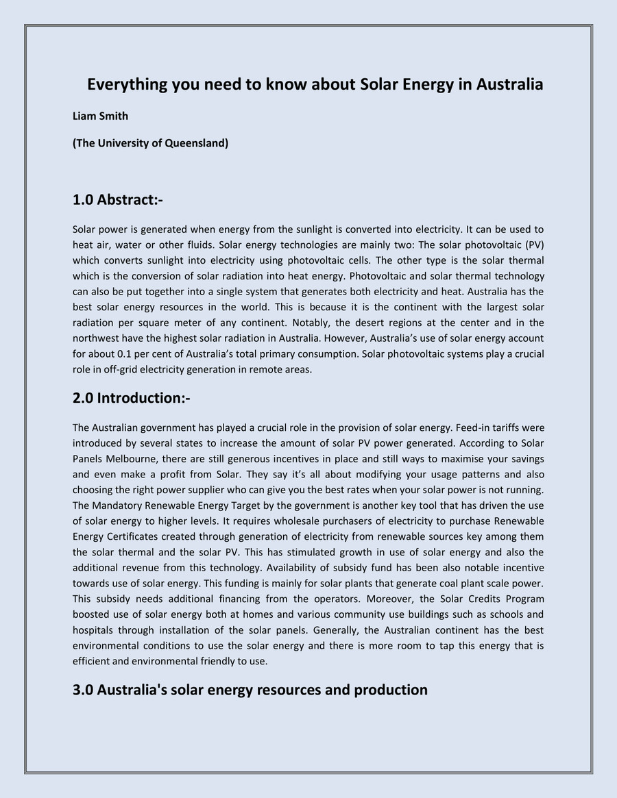 Everything you need to know about Solar Energy in Australia by Liam