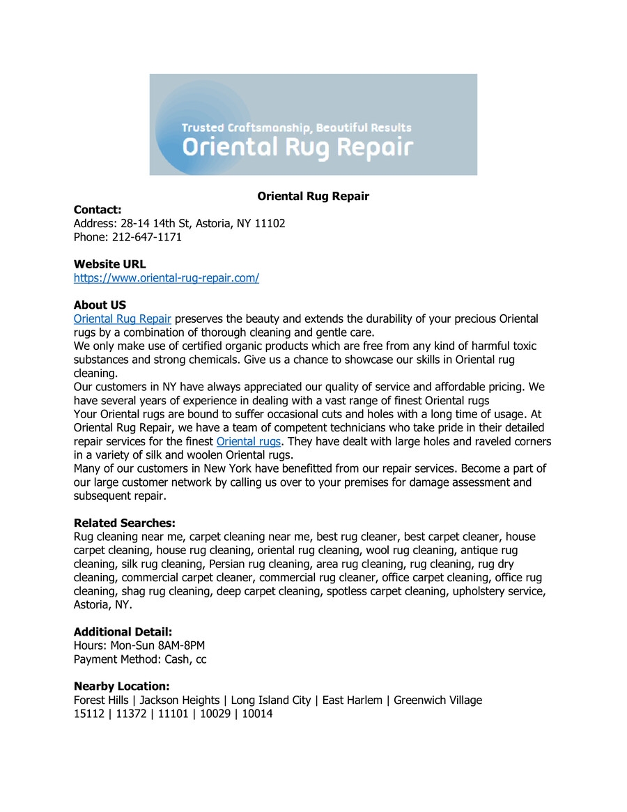 Oriental Rug Repair by Oriental Rug Repair Flipsnack