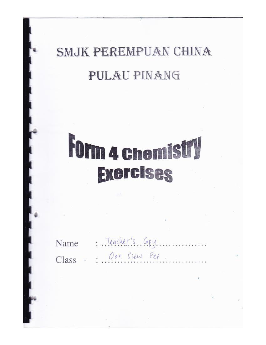 chemistry form 4 kssm experiment answer