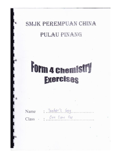 Chemistry Form 4 Chapter 7 Exercise And Answers - Exercise Poster