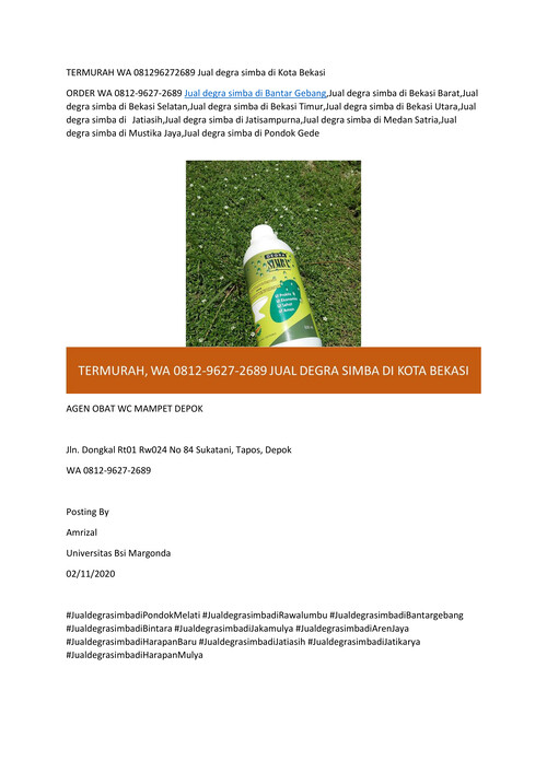 TERMURAH WA 081296272689 Jual degra simba di Kota Bekasi