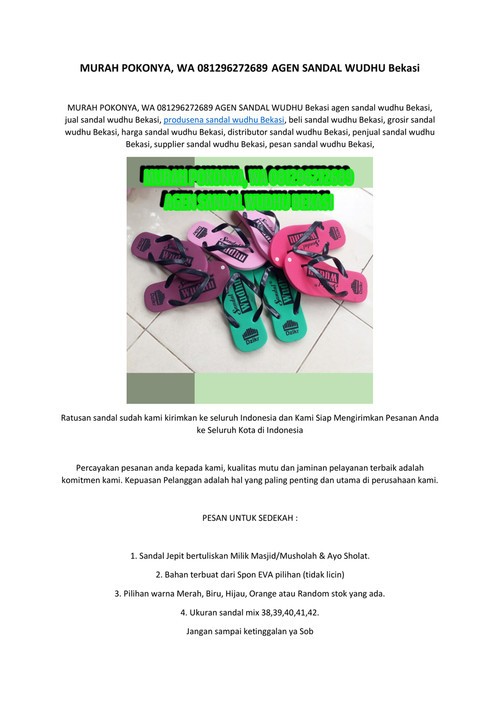 MURAH POKONYA, WA 081296272689 AGEN SANDAL WUDHU Bekasi