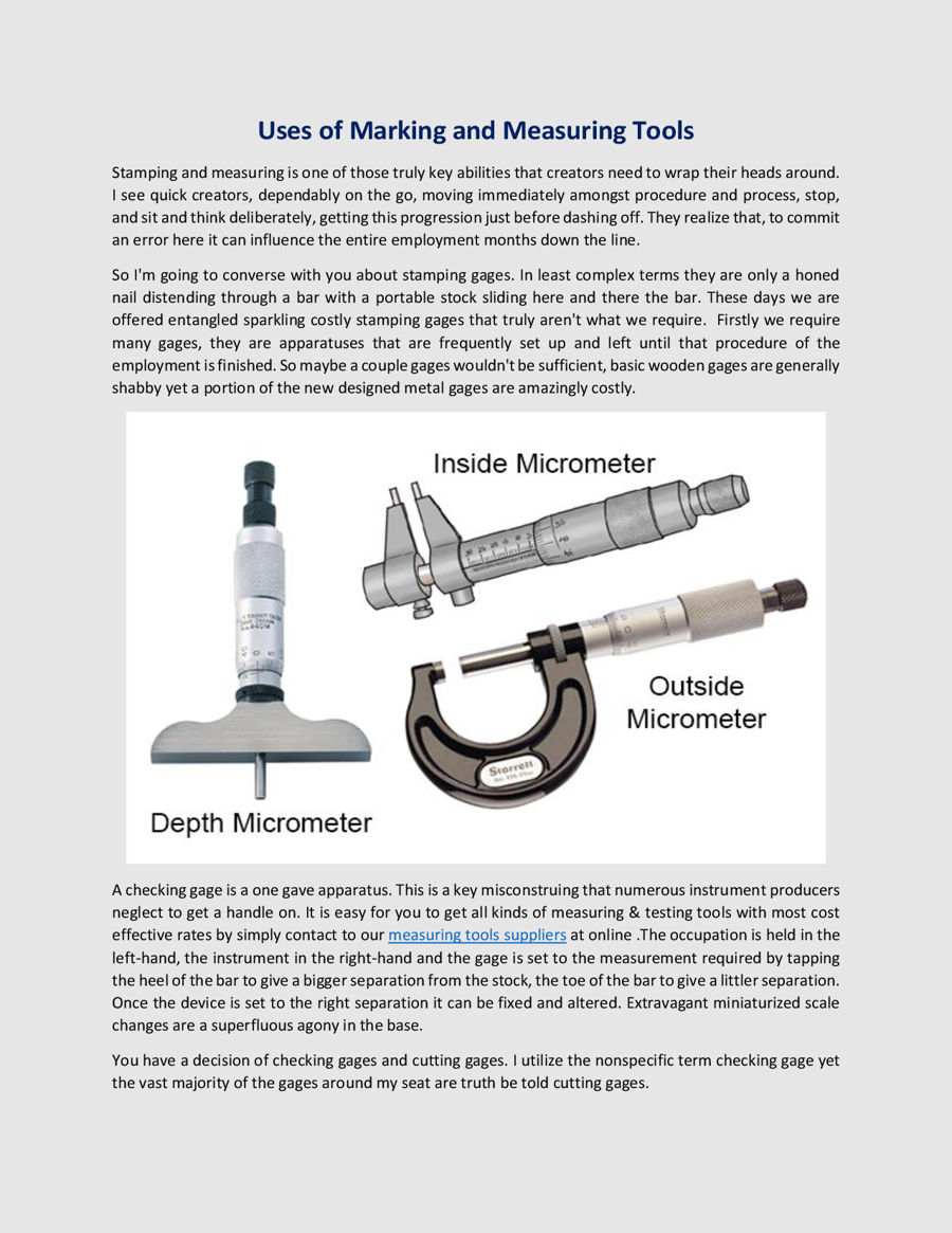 Uses of Marking and Measuring Tools by Bearing Tool Centre - Flipsnack