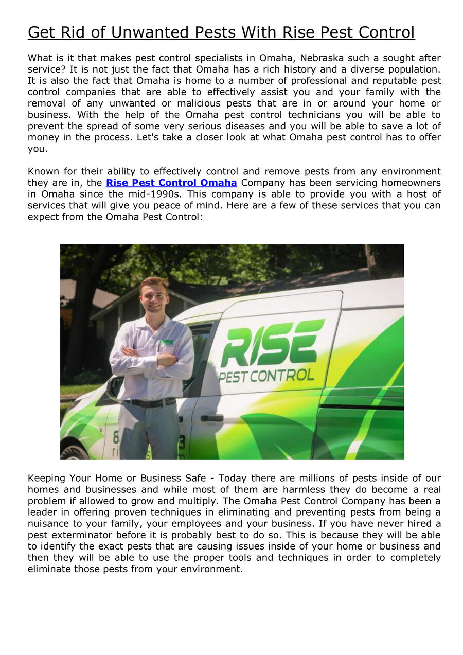 Get Rid of Unwanted Pests With Rise Pest Control by Rise Pest